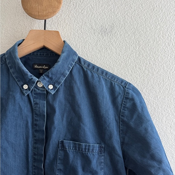 Steven Alan Womens Chambray Button Down Shirt - Picture 2 of 6